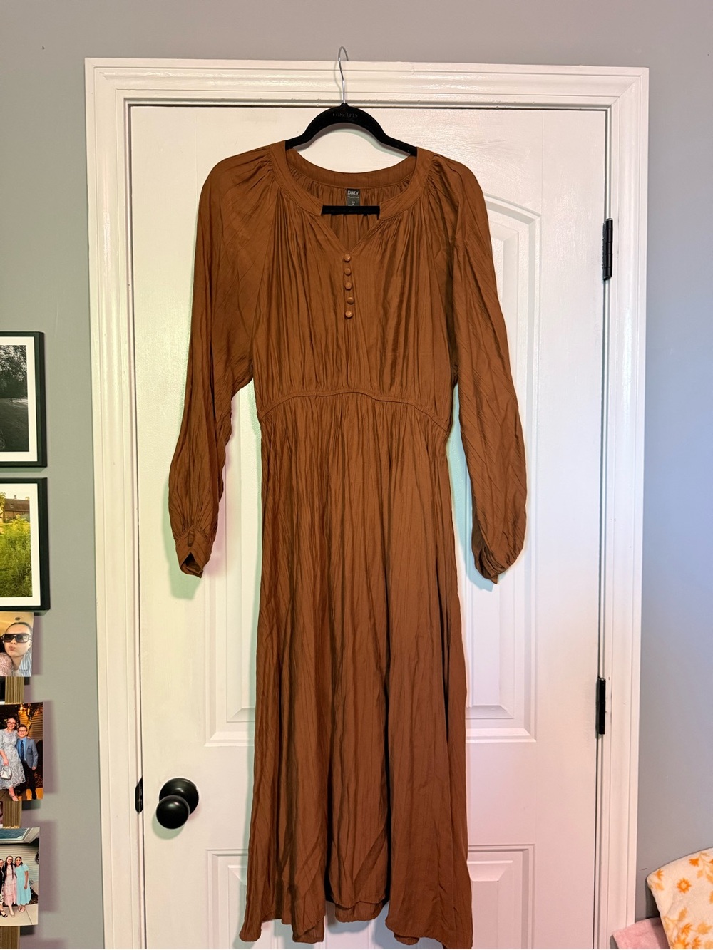 Women's Rust Brown Long Sleeve Midi Dress